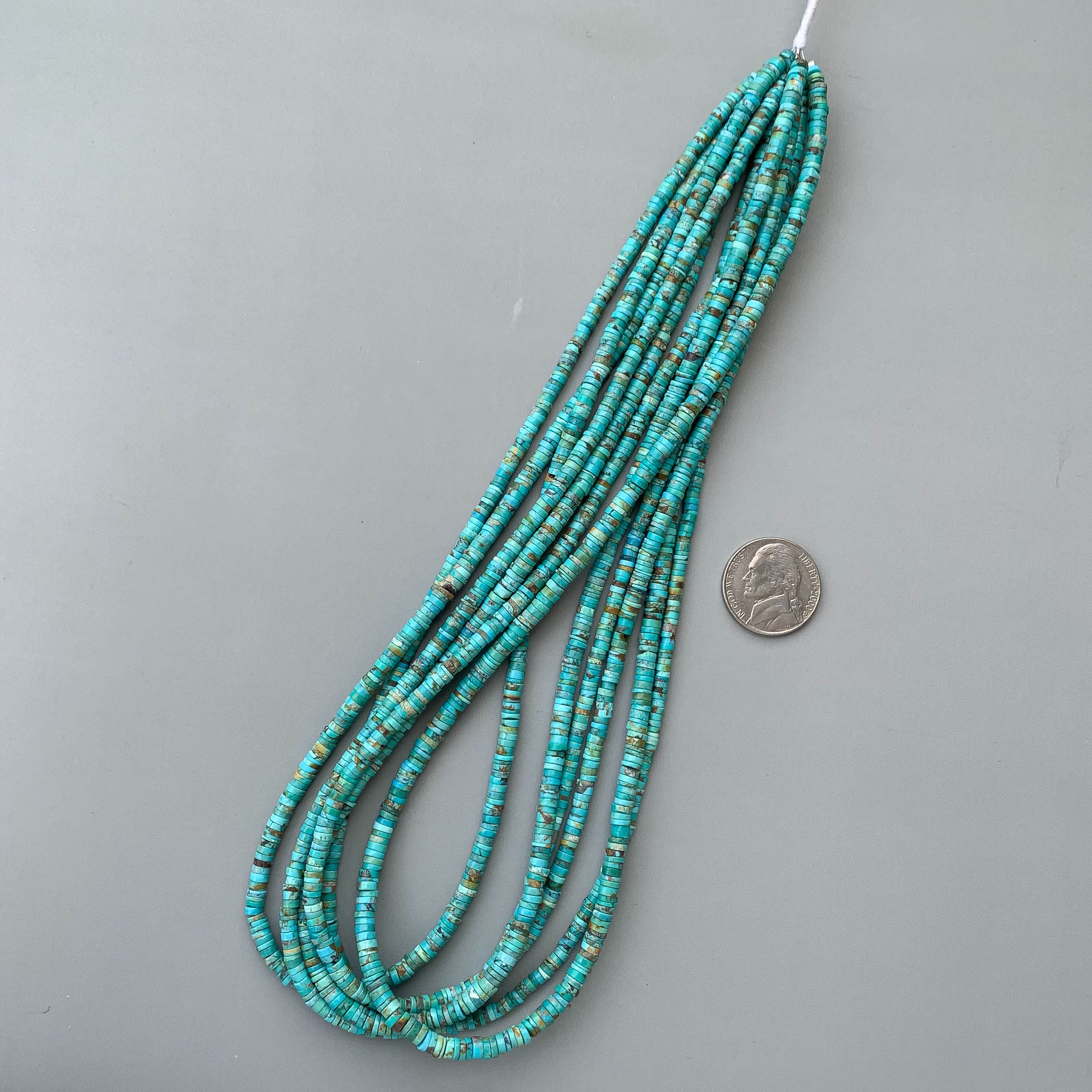 Natural Arizona Turquoise Smooth Heishi Tyre Beads 3.5-4mm – 18″ Tyre Shape Gemstone Beads Strand