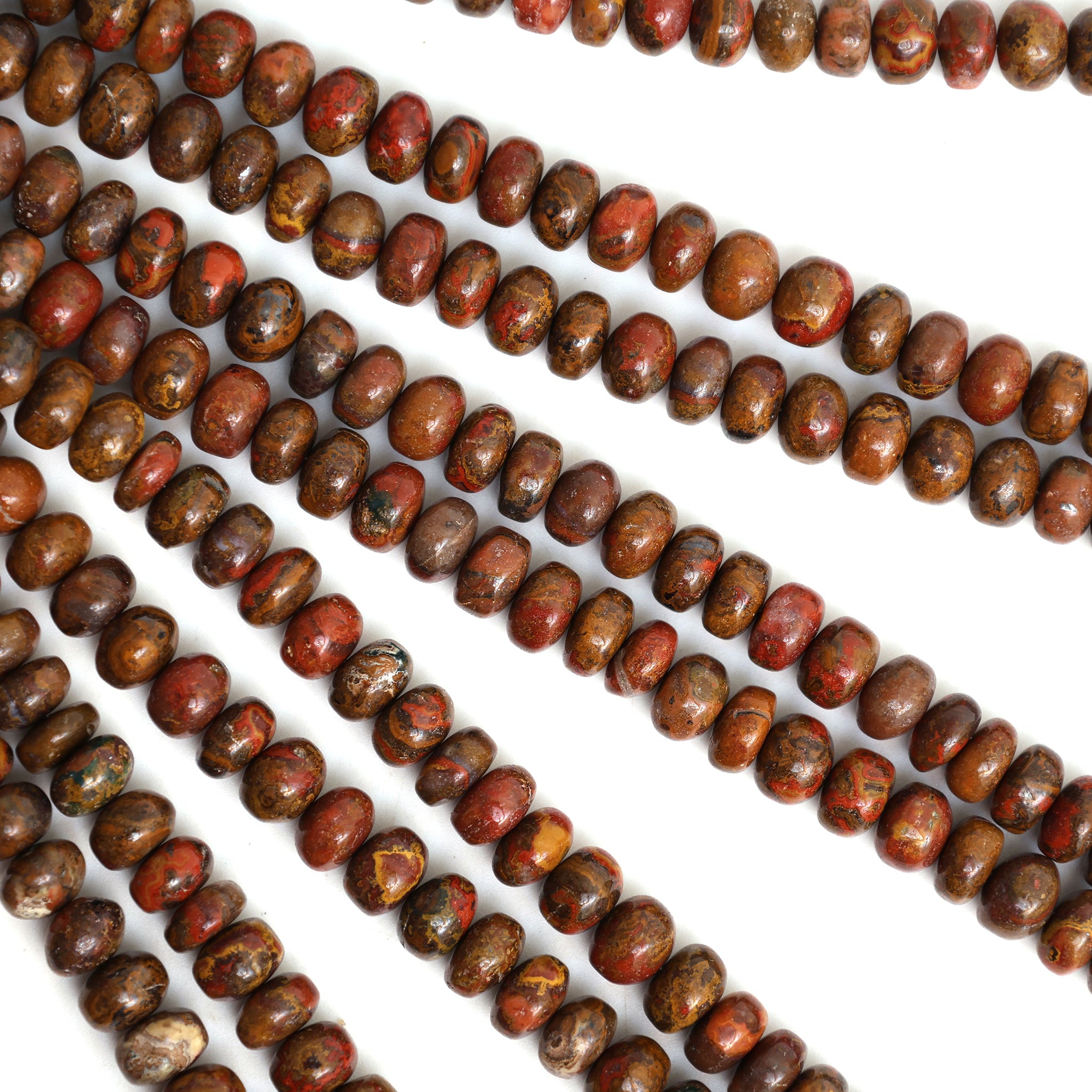 Natural Seam Agate 8mm Calibrated Smooth Rondelle Beads