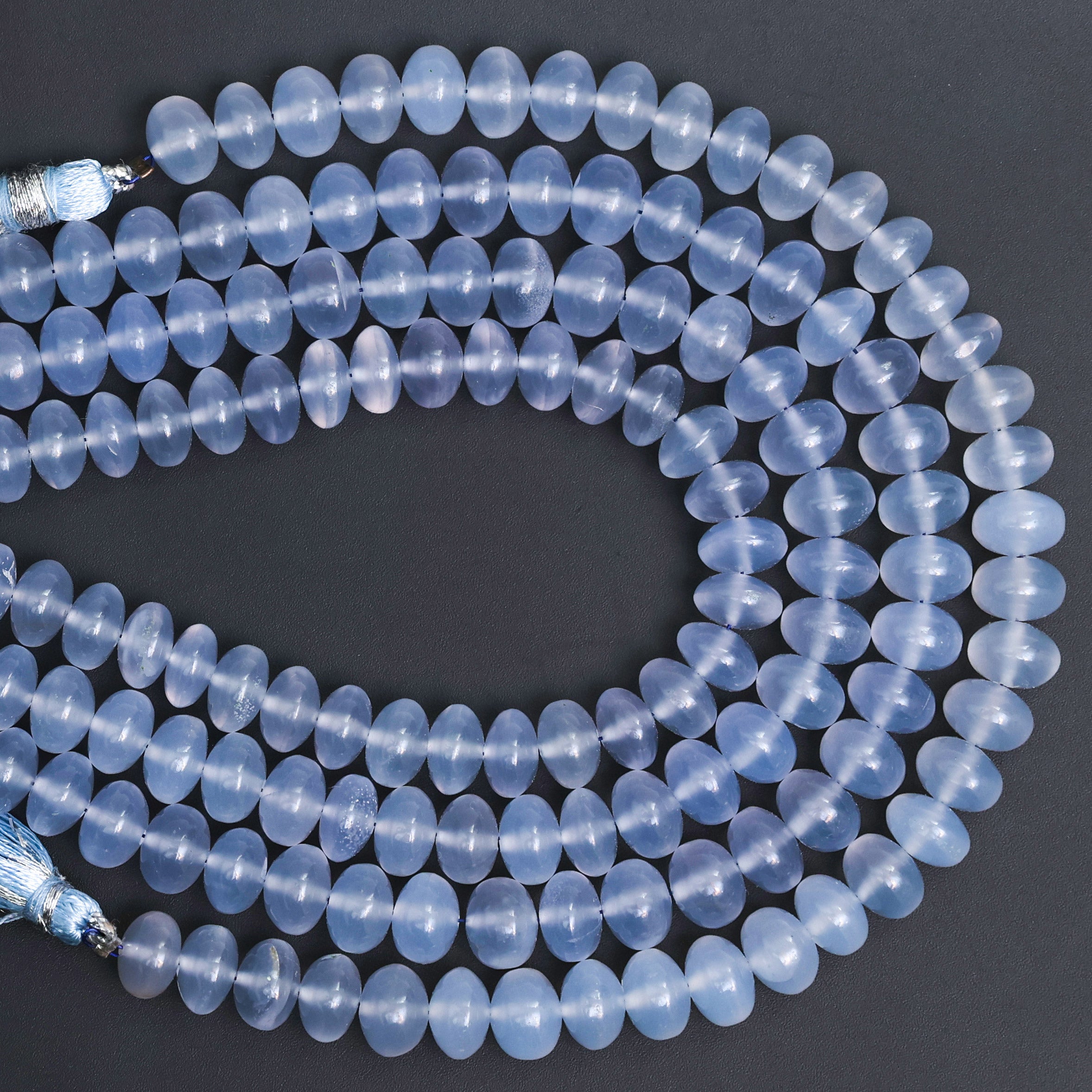 Natural Blue Chalcedony 8mm Calibrated Smooth Rondelle Beads