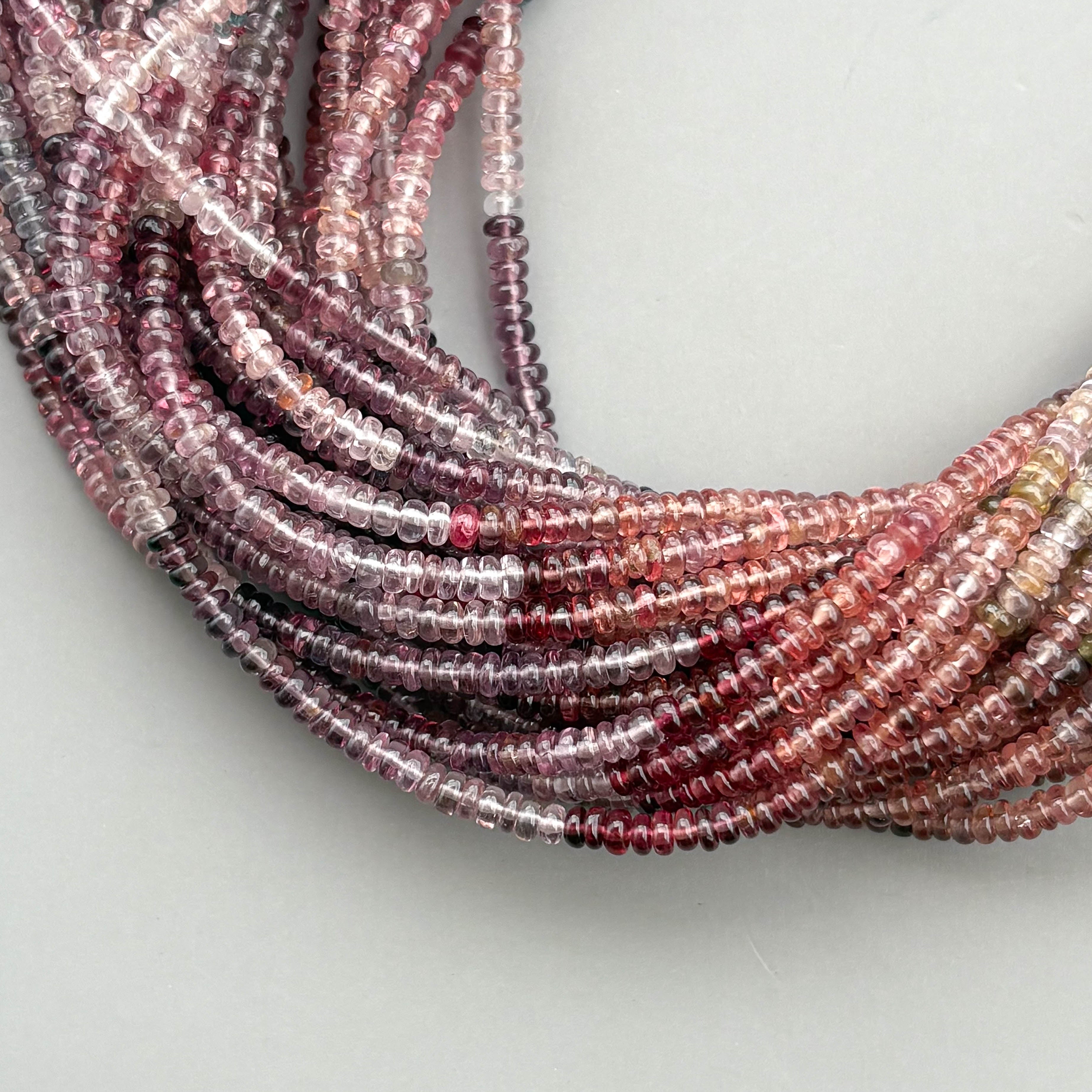 Natural Multi Spinel Smooth Rondelle Beads 3.5mm – 18″ Spinel Gemstone Beads Strand for Jewelry Making