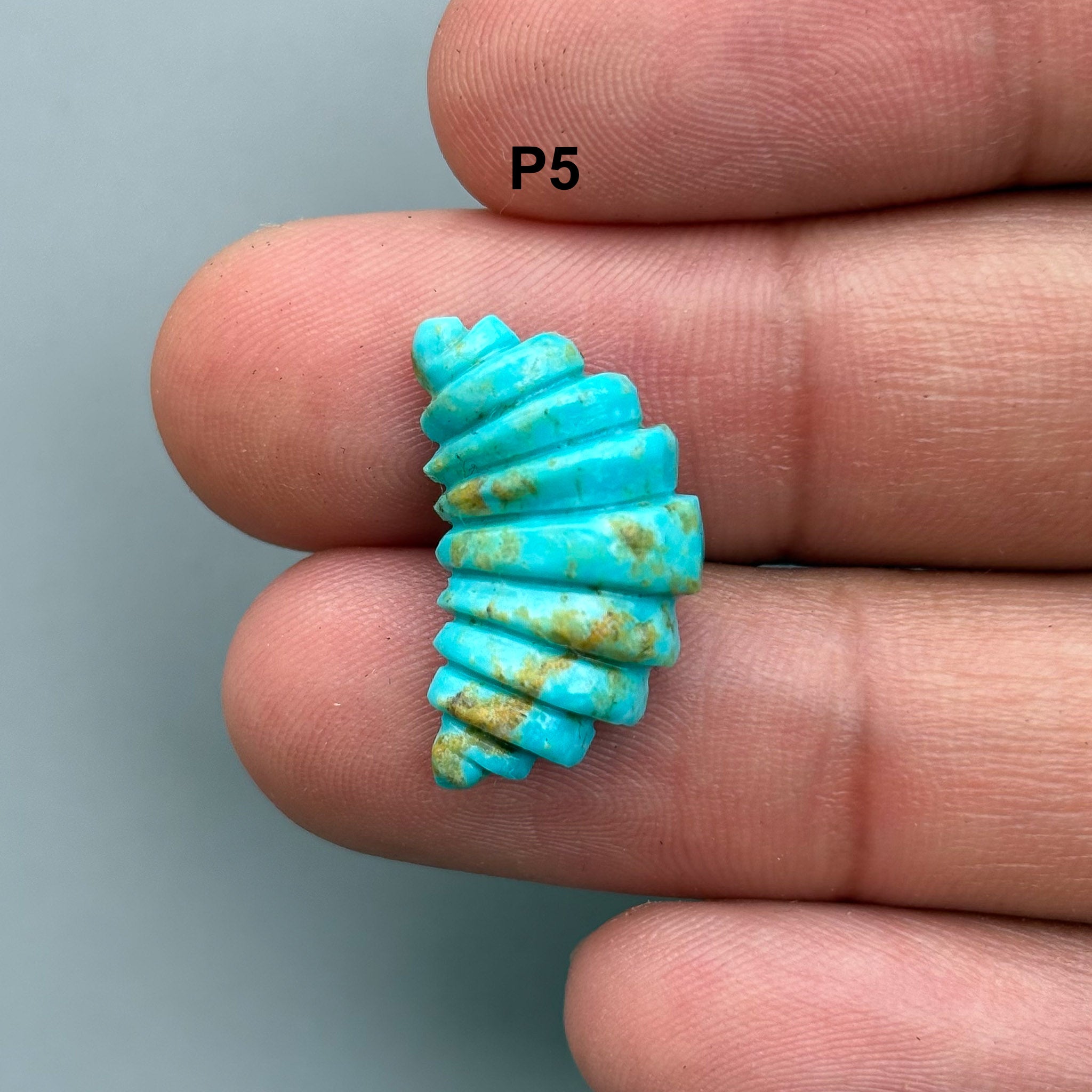 Natural Turquoise Croissant Bread Carving – Hand Carved Semi-Precious Gemstone Unique Carving for Jewelry Making