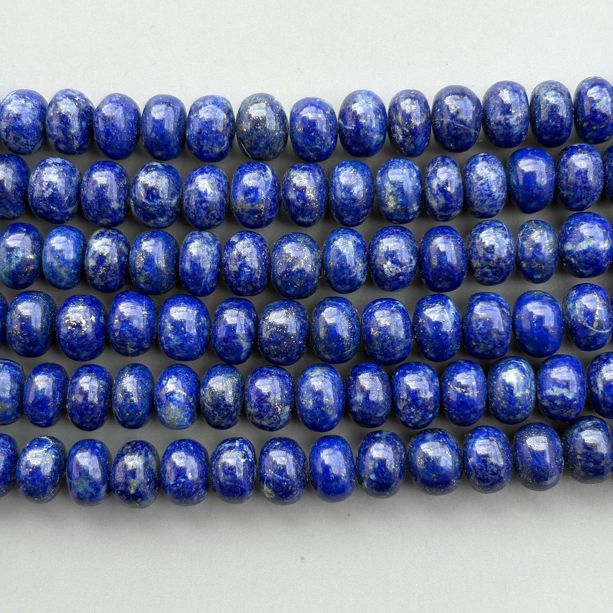 Natural Lapis Lazuli Smooth Rondelle Beads 8mm – 8″ Calibrated Semi-Precious Gemstone Beads Strand for Jewelry Making