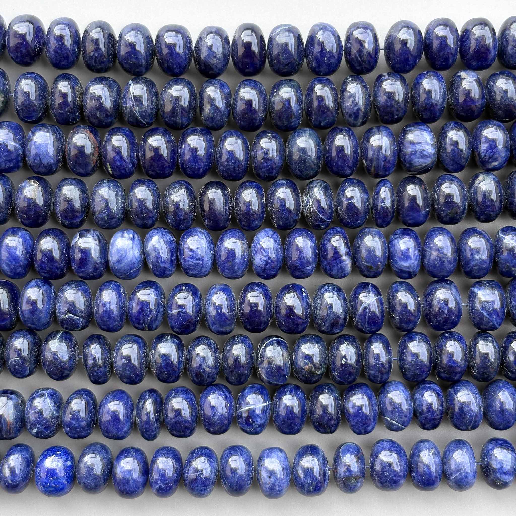 Natural Sodalite Smooth Rondelle Beads 8mm – 8″ Calibrated Semi-Precious Gemstone Beads Strand for Jewelry Making