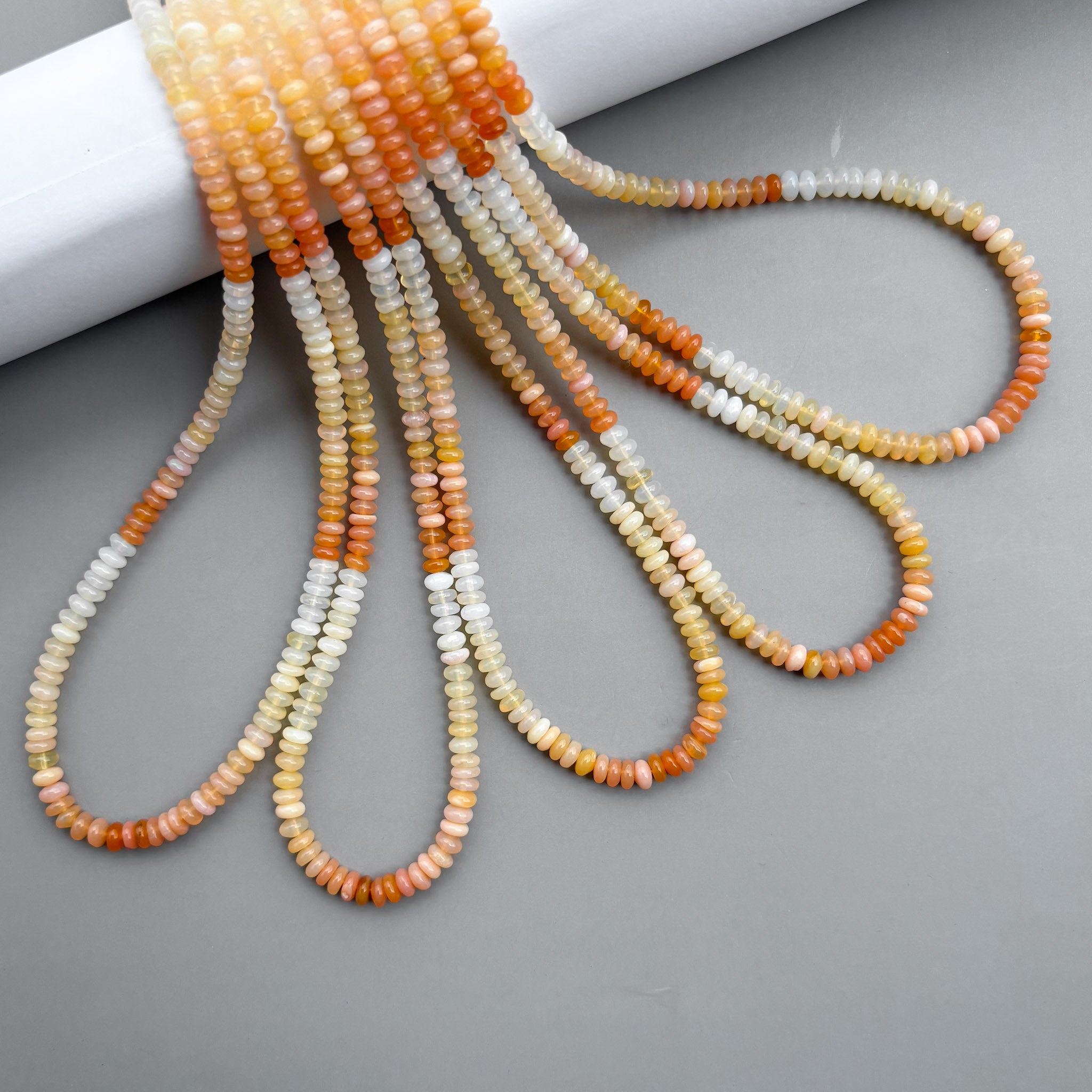 Natural Shaded Pink Conch Opal Smooth Rondelle Beads 4.5–5mm – Ombre Semi-Precious Gemstone Strand