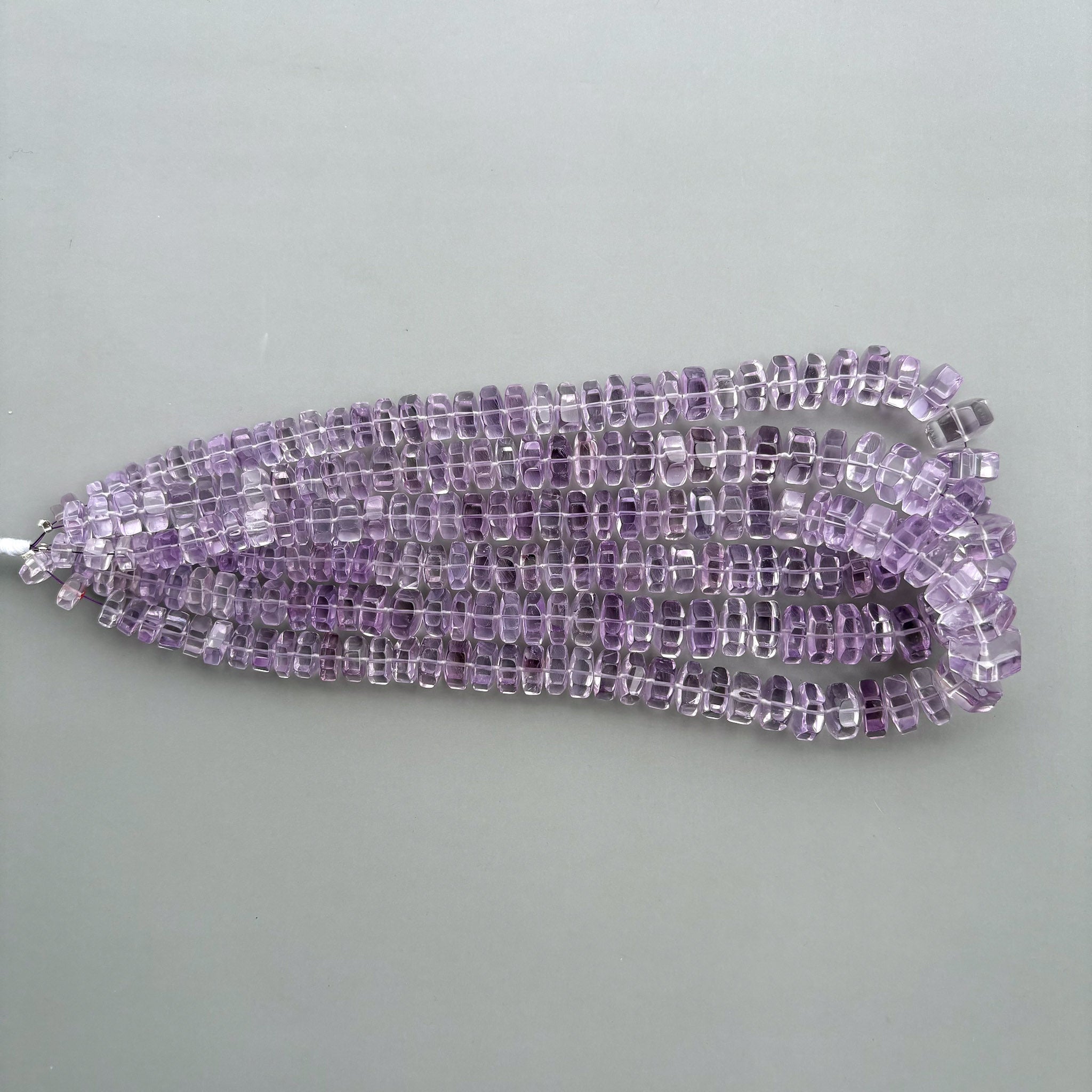Natural Pink Amethyst Faceted Bolt Shape Beads 6–13mm – 16″ Semi Precious Gemstone Hexagon Bolt Beads Strand