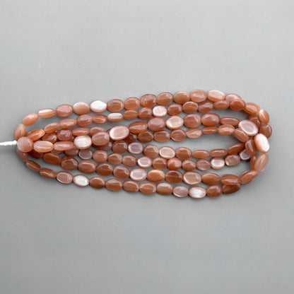Natural Peach Moonstone Smooth Oval Beads 9×10–10×13mm – 16″ Semi Precious Gemstone Beads Strand