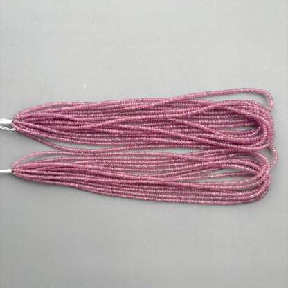 Pink Sapphire Faceted Rondelle Beads 3–4mm – 18″ Precious Gemstone Beads Strand for Jewelry Making