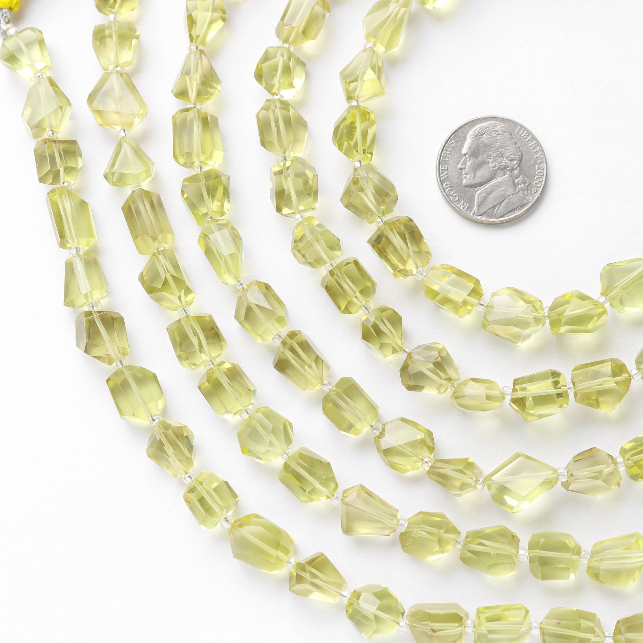 Natural Lemon Quartz Faceted Tumble Beads