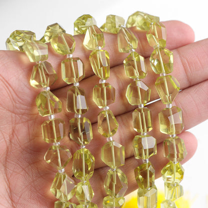 Natural Lemon Quartz Faceted Tumble Beads