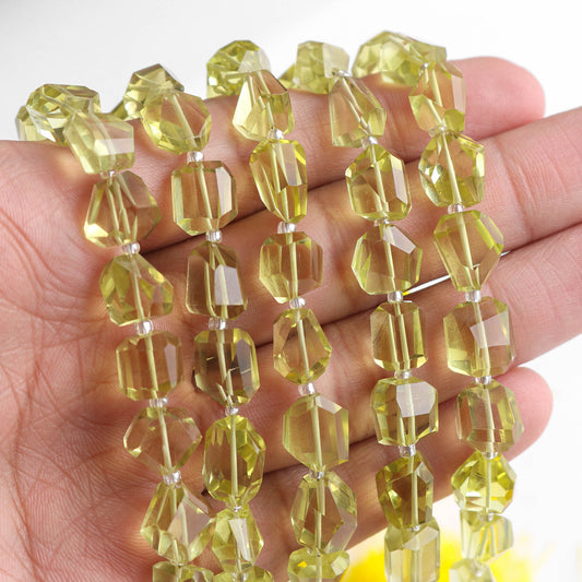 Natural Lemon Quartz Faceted Tumble Beads