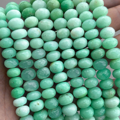 Natural Chrysoprase Faceted Rondelle Beads 9-11 mm – 16″ Shaded Chrysoprase Gemstone Beads Strand for Jewelry Making