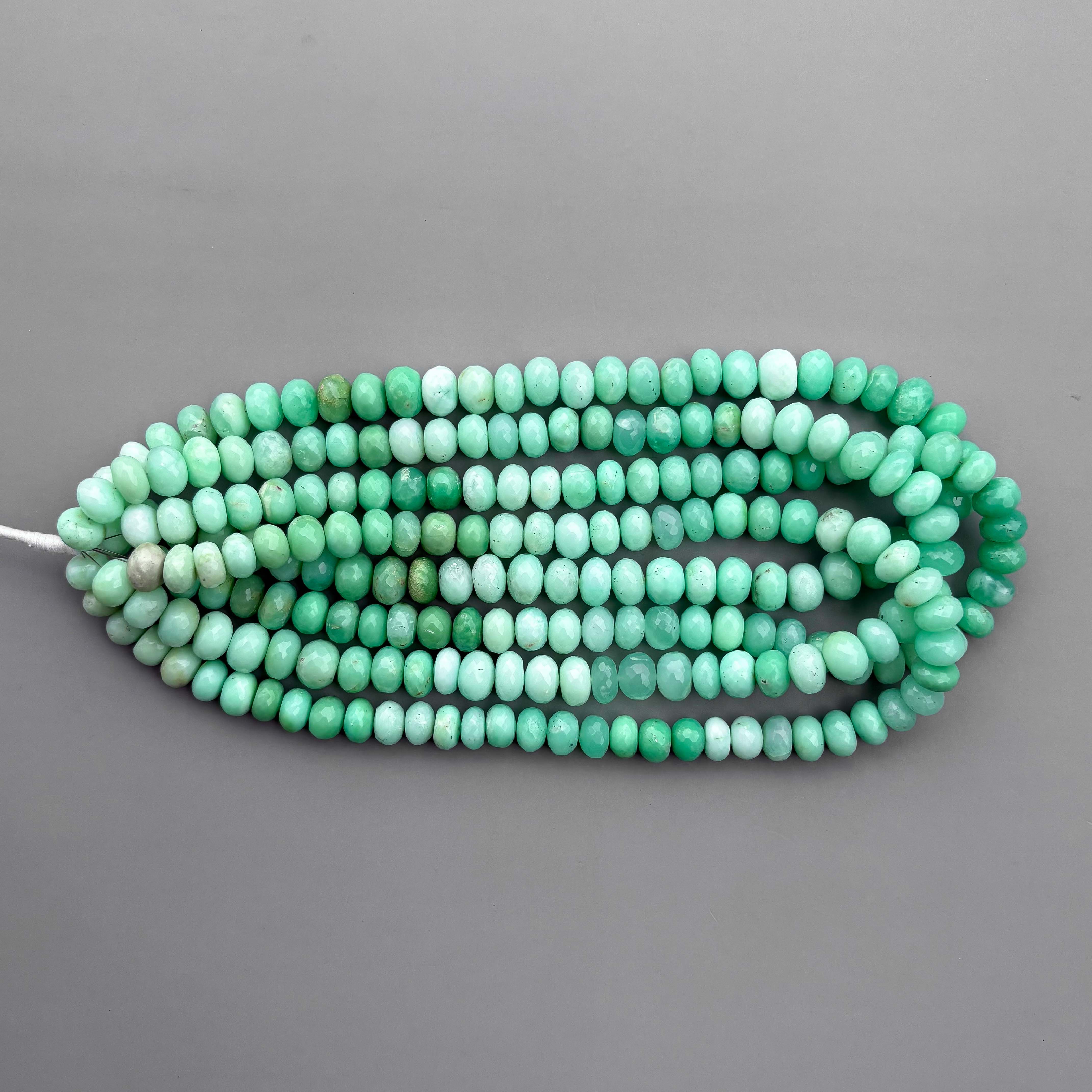 Natural Chrysoprase Faceted Rondelle Beads 9-11 mm – 16″ Shaded Chrysoprase Gemstone Beads Strand for Jewelry Making