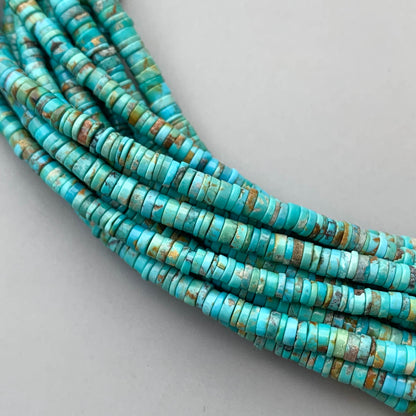 Natural Arizona Turquoise Smooth Heishi Tyre Beads 3.5-4mm – 18″ Tyre Shape Gemstone Beads Strand