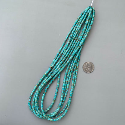Natural Arizona Turquoise Smooth Heishi Tyre Beads 3.5-4mm – 18″ Tyre Shape Gemstone Beads Strand