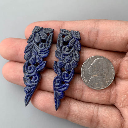 Natural Lapis Lazuli Hamade Mugal Carving Pair