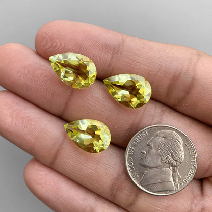 Natural Lemon Quartz 10x15mm Pear Shape Cut Stone