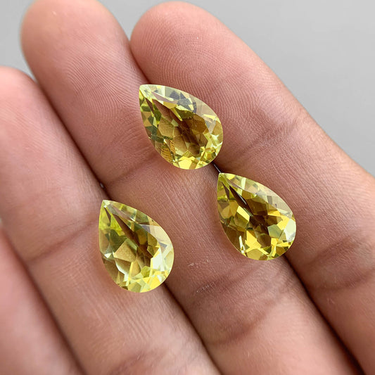 Natural Lemon Quartz 10x15mm Pear Shape Cut Stone