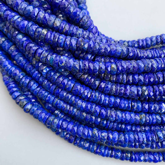 Natural Afghan lapis lazuli faceted heishi tyre beads 5–7mm