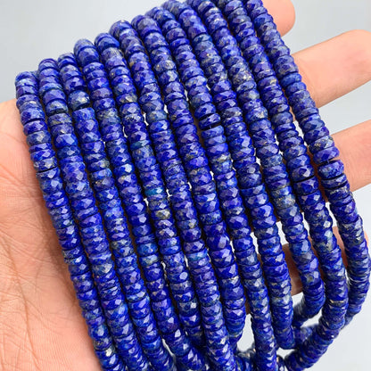 Deep blue lapis lazuli faceted heishi gemstone beads