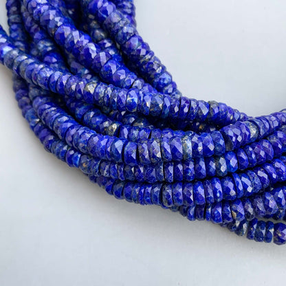 Natural Afghan Lapis Lazuli Faceted Heishi Tyre Beads 5–7mm – Semi-Precious Gemstone Strand