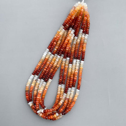 Mexican fire opal 5mm faceted rondelle gemstone beads