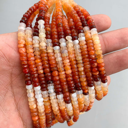 Mexican fire opal gemstone bead strand for jewelry making
