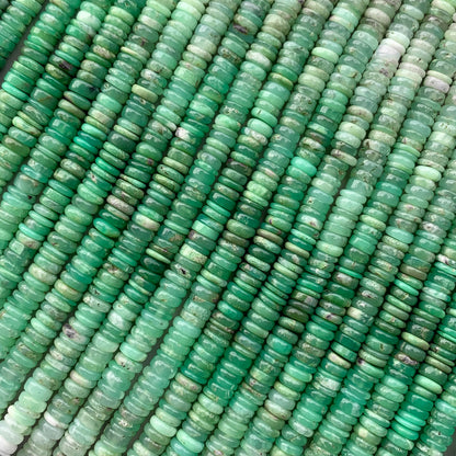 Natural Chrysoprase Smooth Heishi Tyre Beads 6mm – 18″ Semi-Precious Gemstone Beads Strand