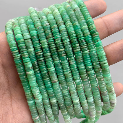 Natural Chrysoprase Smooth Heishi Tyre Beads 6mm – 18″ Semi-Precious Gemstone Beads Strand