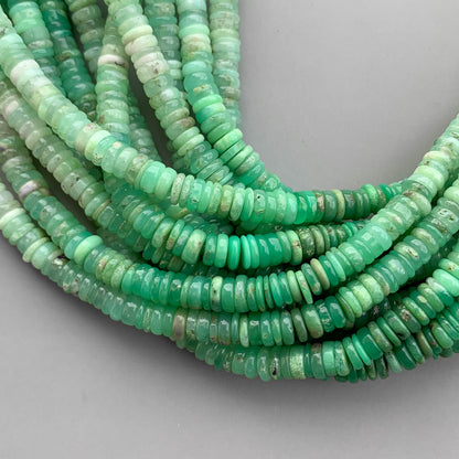 Natural Chrysoprase Smooth Heishi Tyre Beads 6mm – 18″ Semi-Precious Gemstone Beads Strand