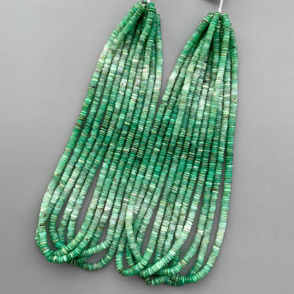 Natural Chrysoprase Smooth Heishi Tyre Beads 6mm – 18″ Semi-Precious Gemstone Beads Strand