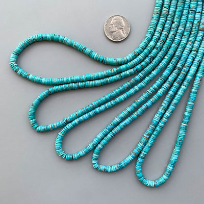 Natural Arizona Turquoise Smooth Heishi Tyre Beads 5-5.5mm – 18″ Tyre Shape Gemstone Beads Strand