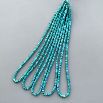 Natural Arizona Turquoise Smooth Heishi Tyre Beads 5-5.5mm – 18″ Tyre Shape Gemstone Beads Strand