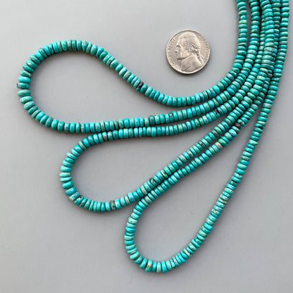 Genuine Arizona Turquoise Smooth Rondelle Beads 3-6mm – 18″ Natural Turquoise Gemstone Strand