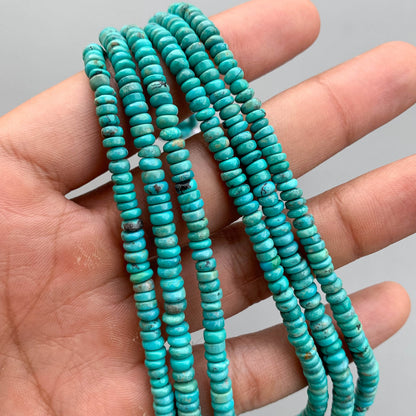 Genuine Arizona Turquoise Smooth Rondelle Beads 3-6mm – 18″ Natural Turquoise Gemstone Strand