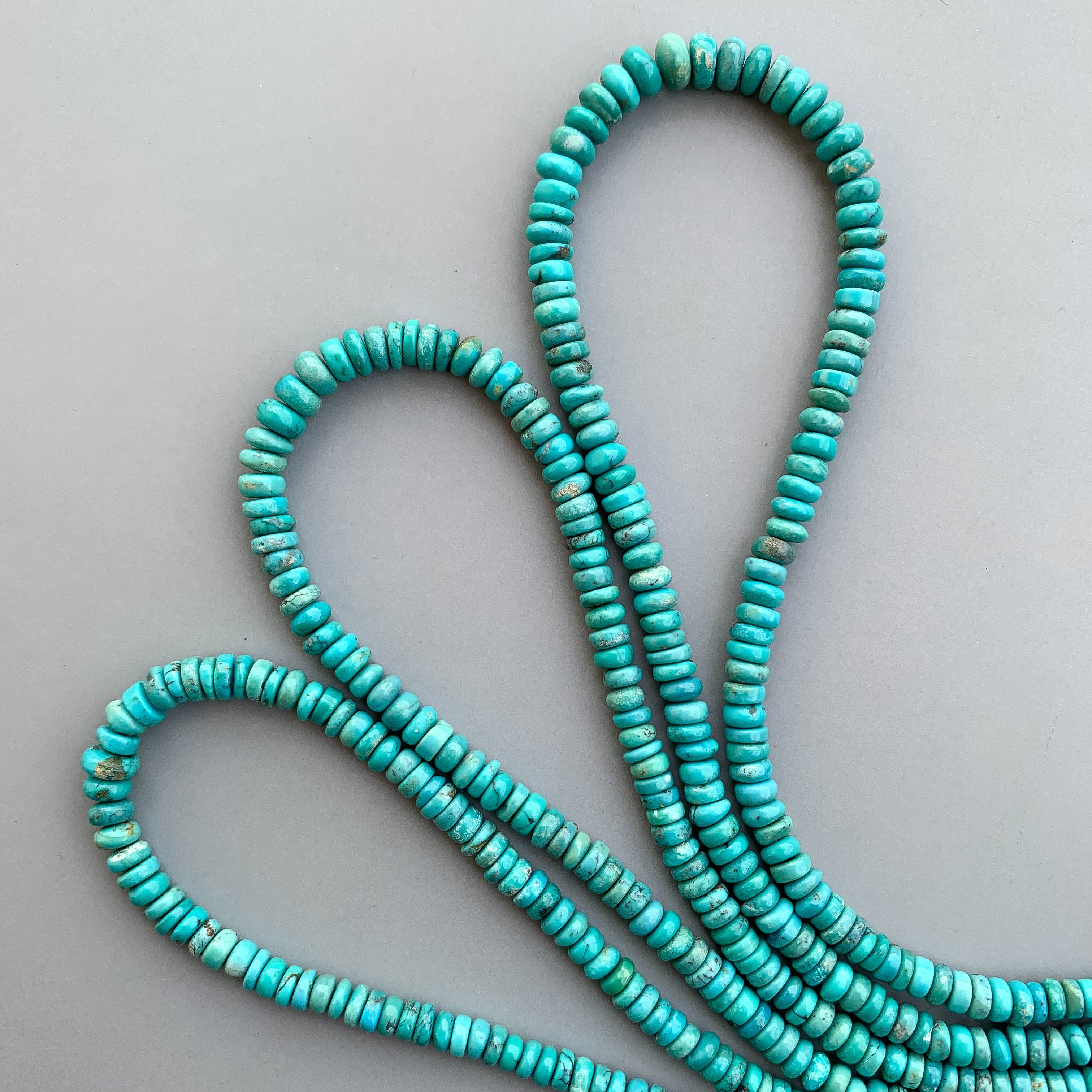 Genuine Arizona Turquoise Smooth Rondelle Beads 3-6mm – 18″ Natural Turquoise Gemstone Strand