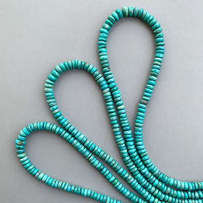 Genuine Arizona Turquoise Smooth Rondelle Beads 3-6mm – 18″ Natural Turquoise Gemstone Strand