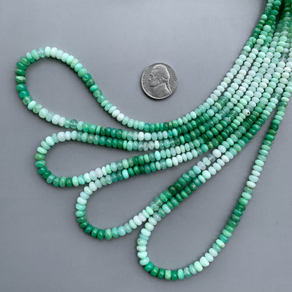 Natural Shaded Mint Chrysoprase Smooth Rondelle Beads 3.5–6mm – 18″ Semi-Precious Gemstone Beads Strand