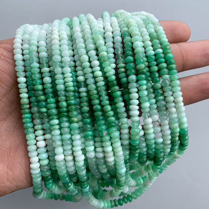 Natural Shaded Mint Chrysoprase Smooth Rondelle Beads 3.5–6mm – 18″ Semi-Precious Gemstone Beads Strand