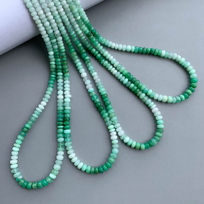 Natural Shaded Mint Chrysoprase Smooth Rondelle Beads 3.5–6mm – 18″ Semi-Precious Gemstone Beads Strand