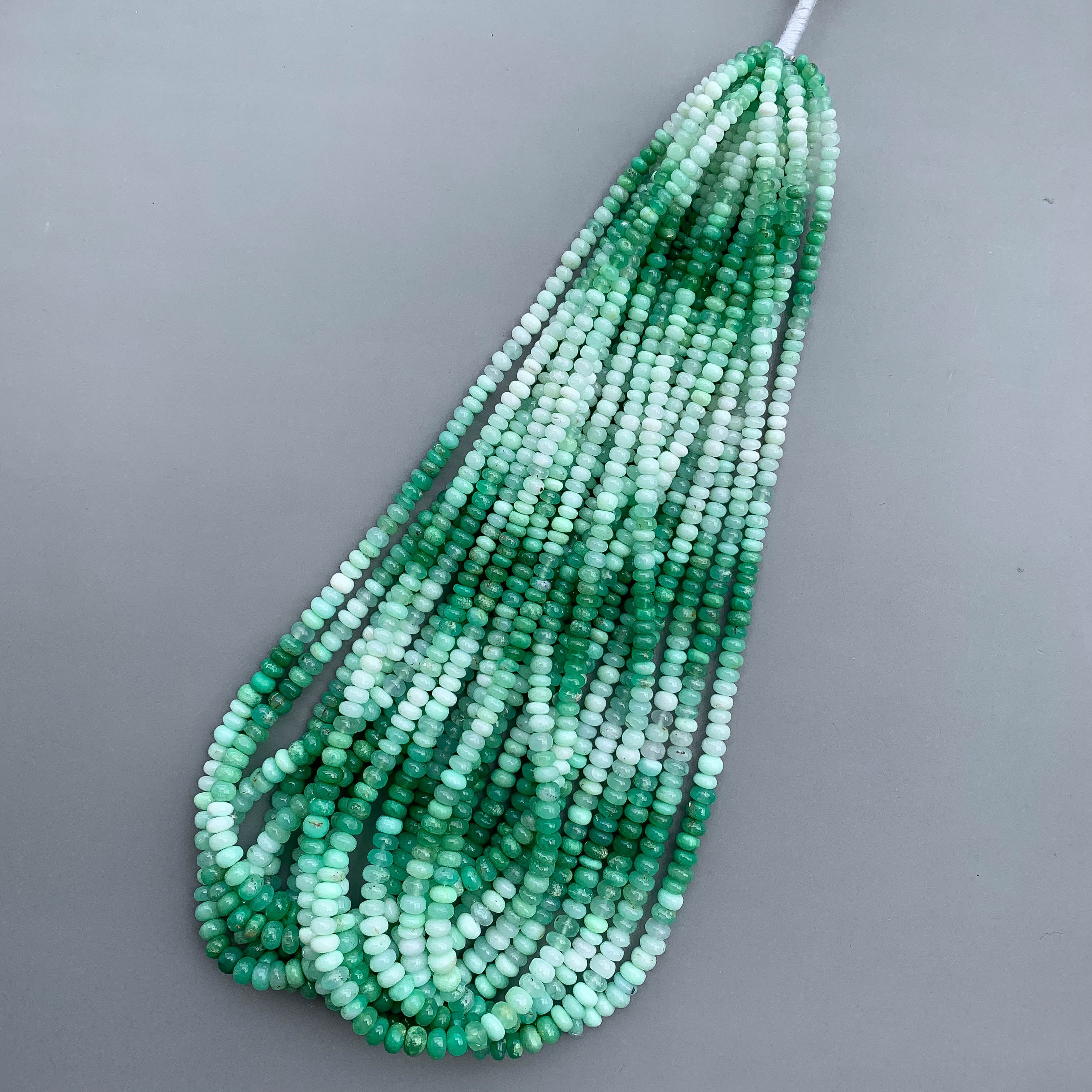 Natural Shaded Mint Chrysoprase Smooth Rondelle Beads 3.5–6mm – 18″ Semi-Precious Gemstone Beads Strand
