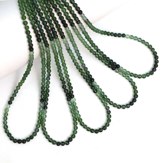 Natural Serpentine Smooth Round Beads