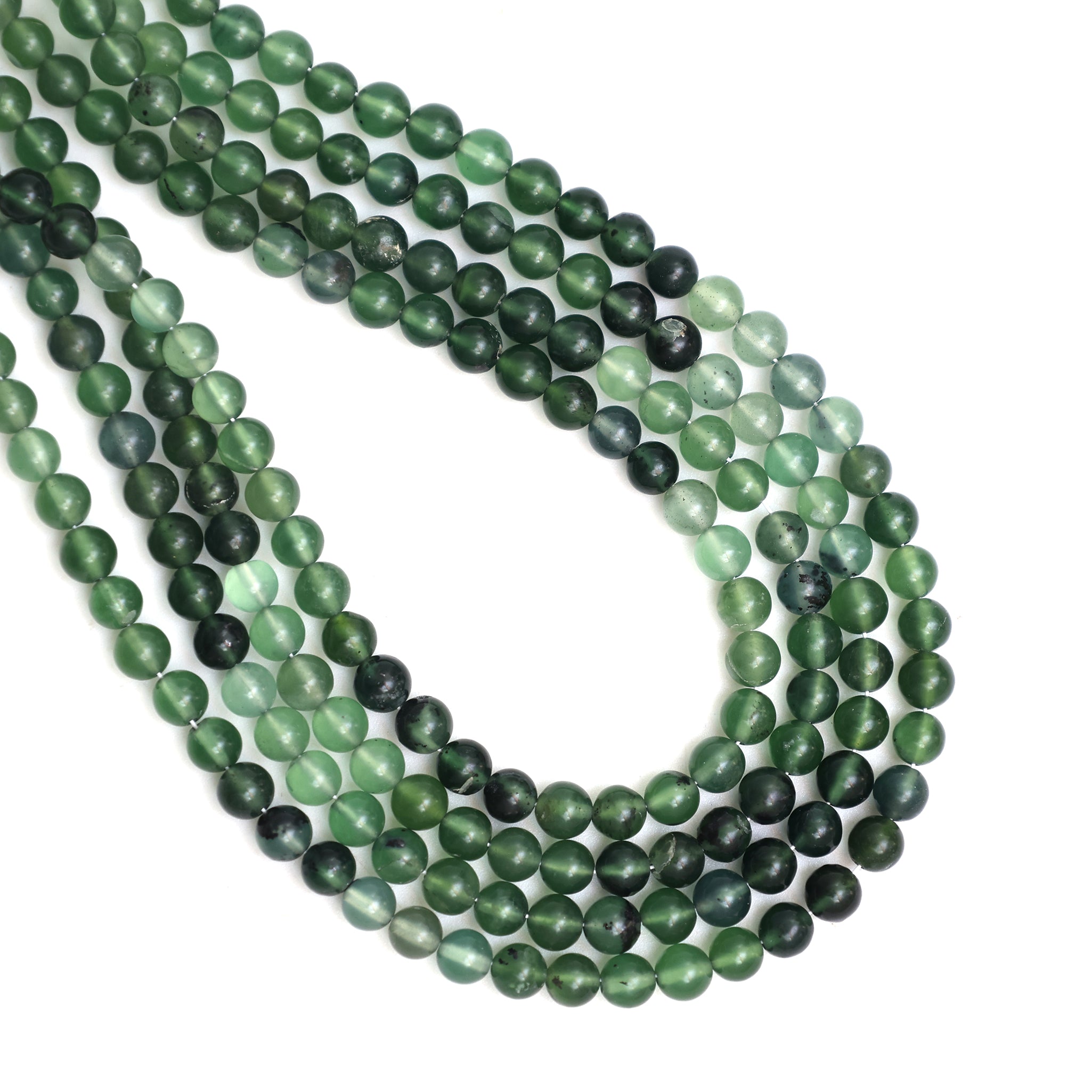 Natural Serpentine Smooth Round Beads