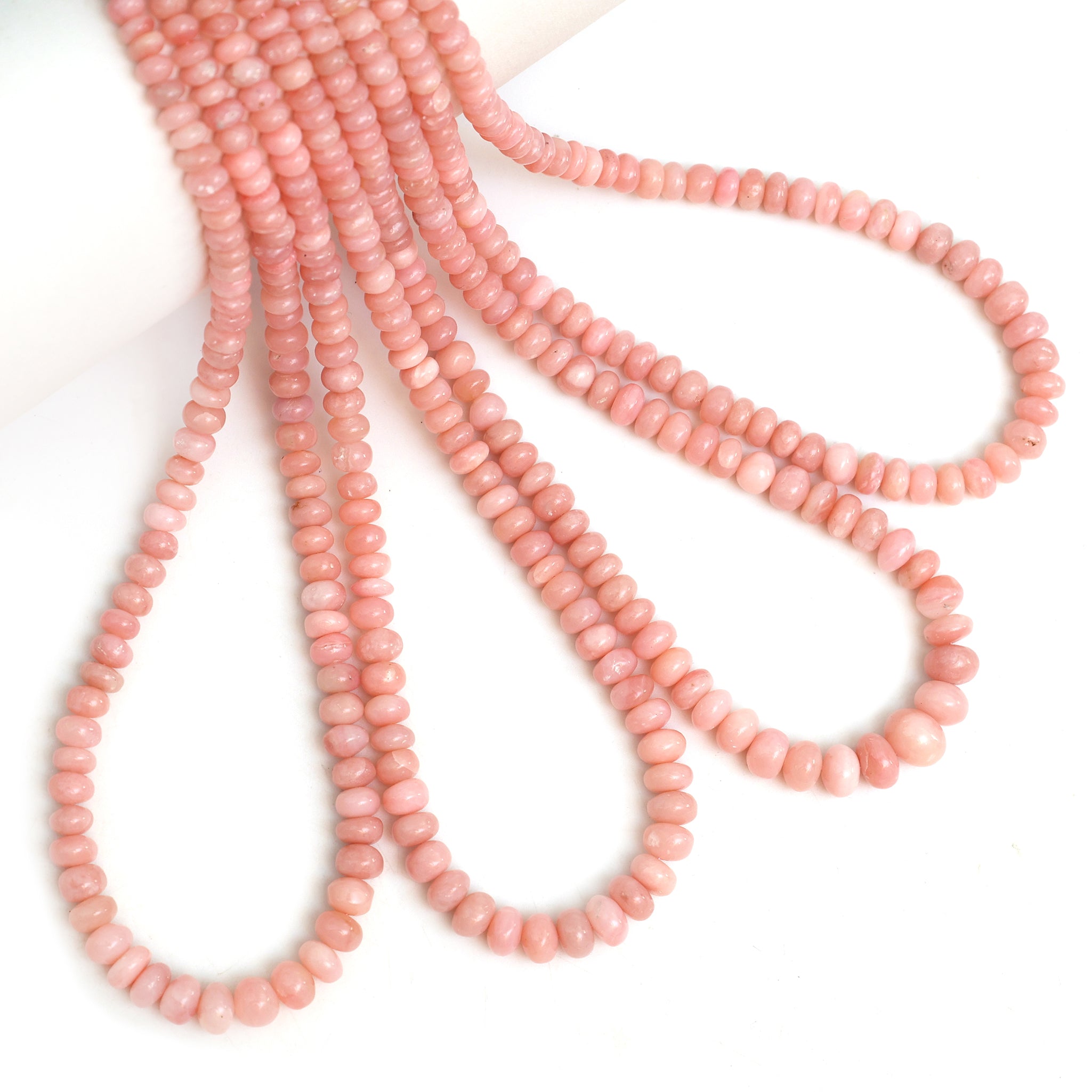 Natural Pink Opal Smooth Rondelle Beads