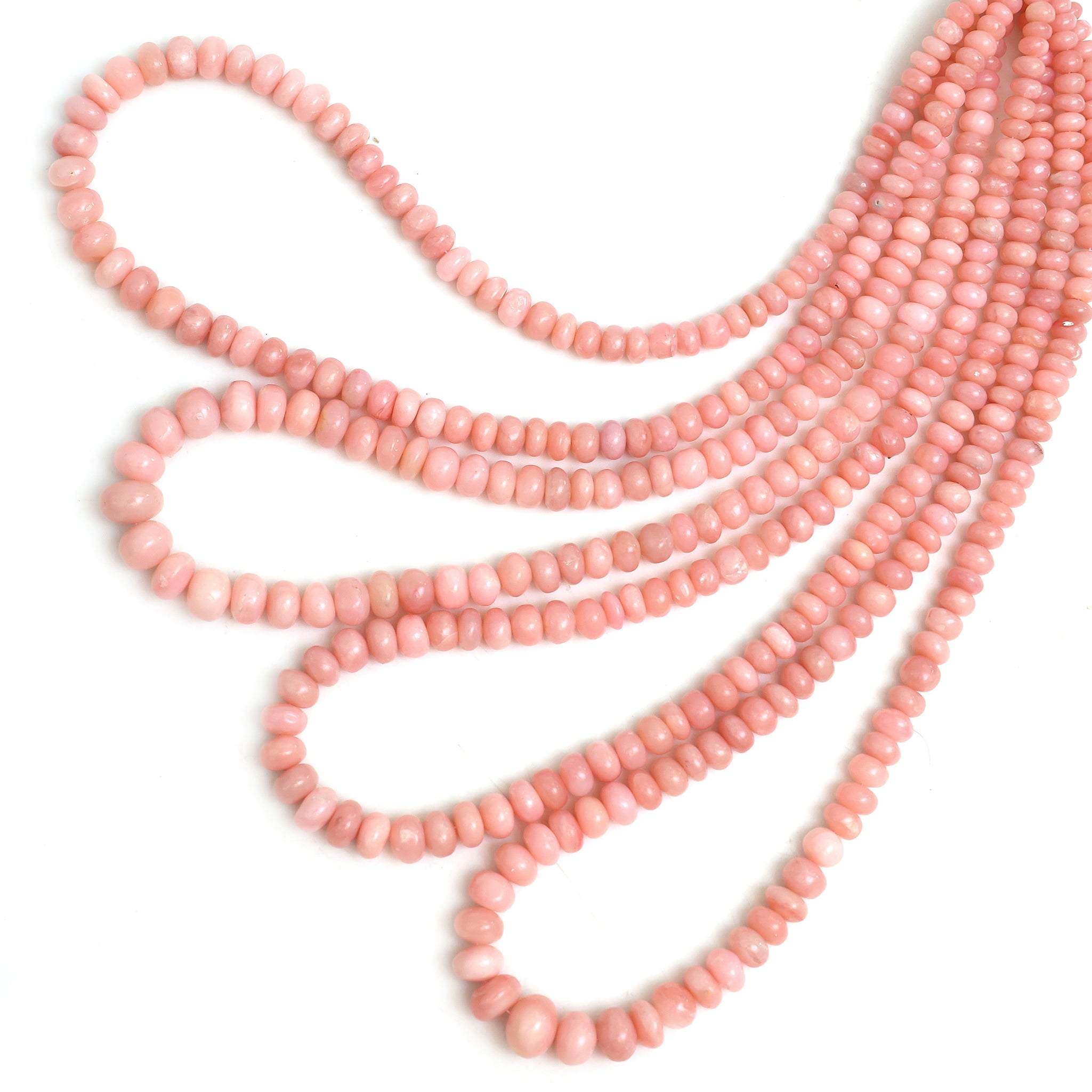 Natural Pink Opal Smooth Rondelle Beads