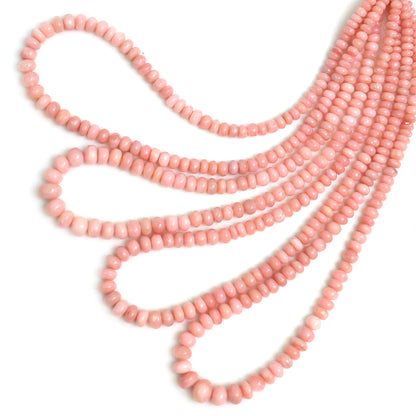 Natural Pink Opal Smooth Rondelle Beads