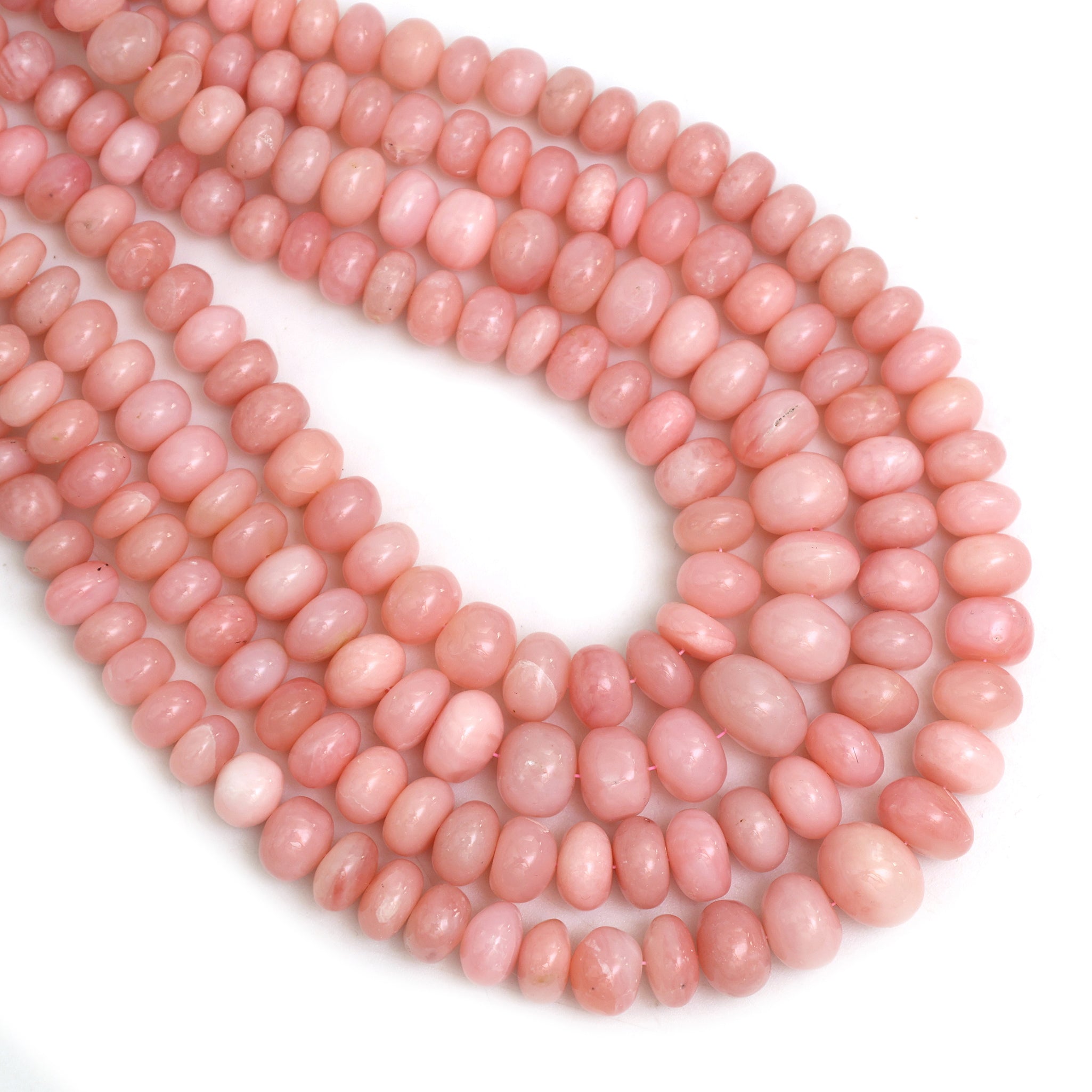 Natural Pink Opal Smooth Rondelle Beads