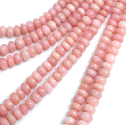 Natural Pink Opal Smooth Rondelle Beads