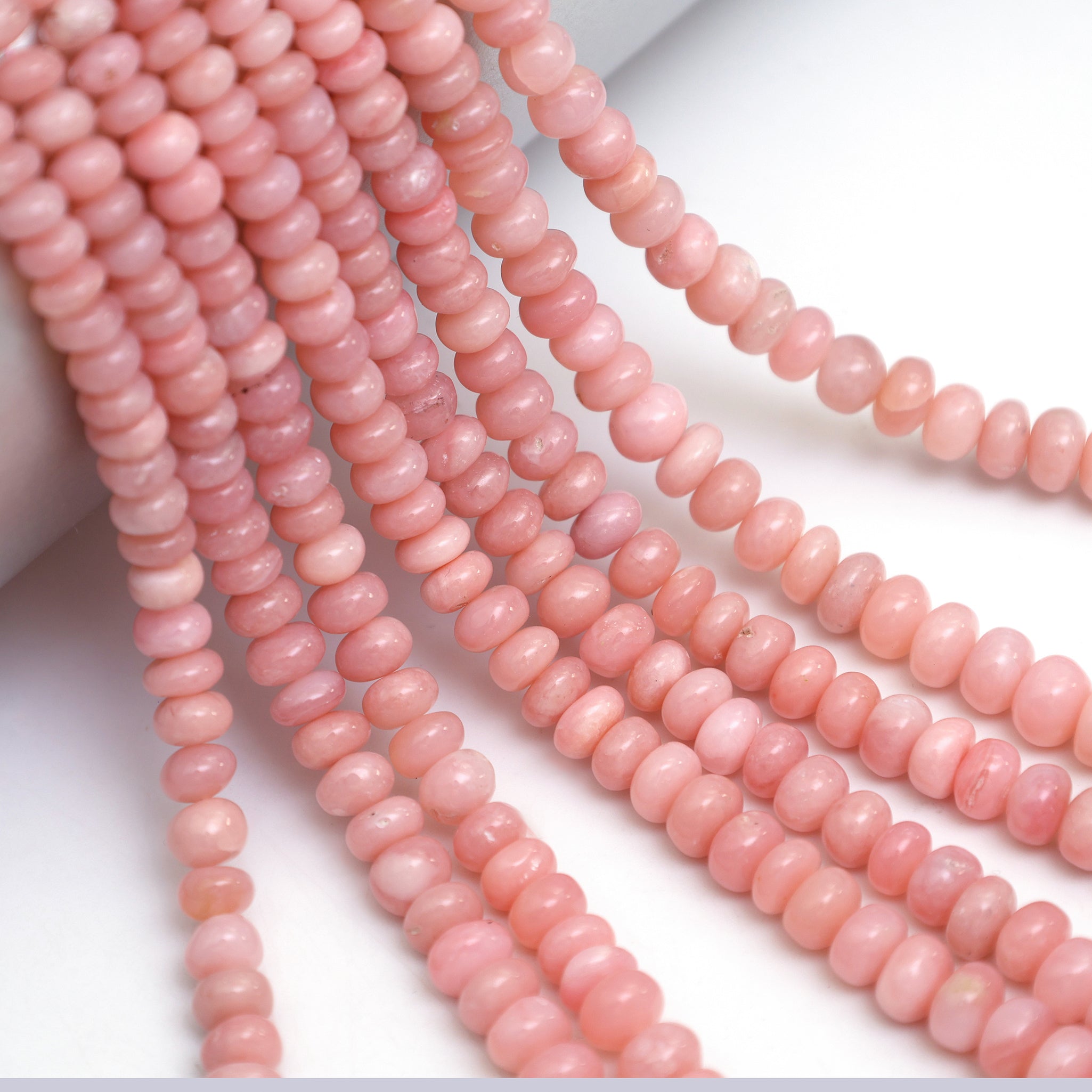 Natural Pink Opal Smooth Rondelle Beads