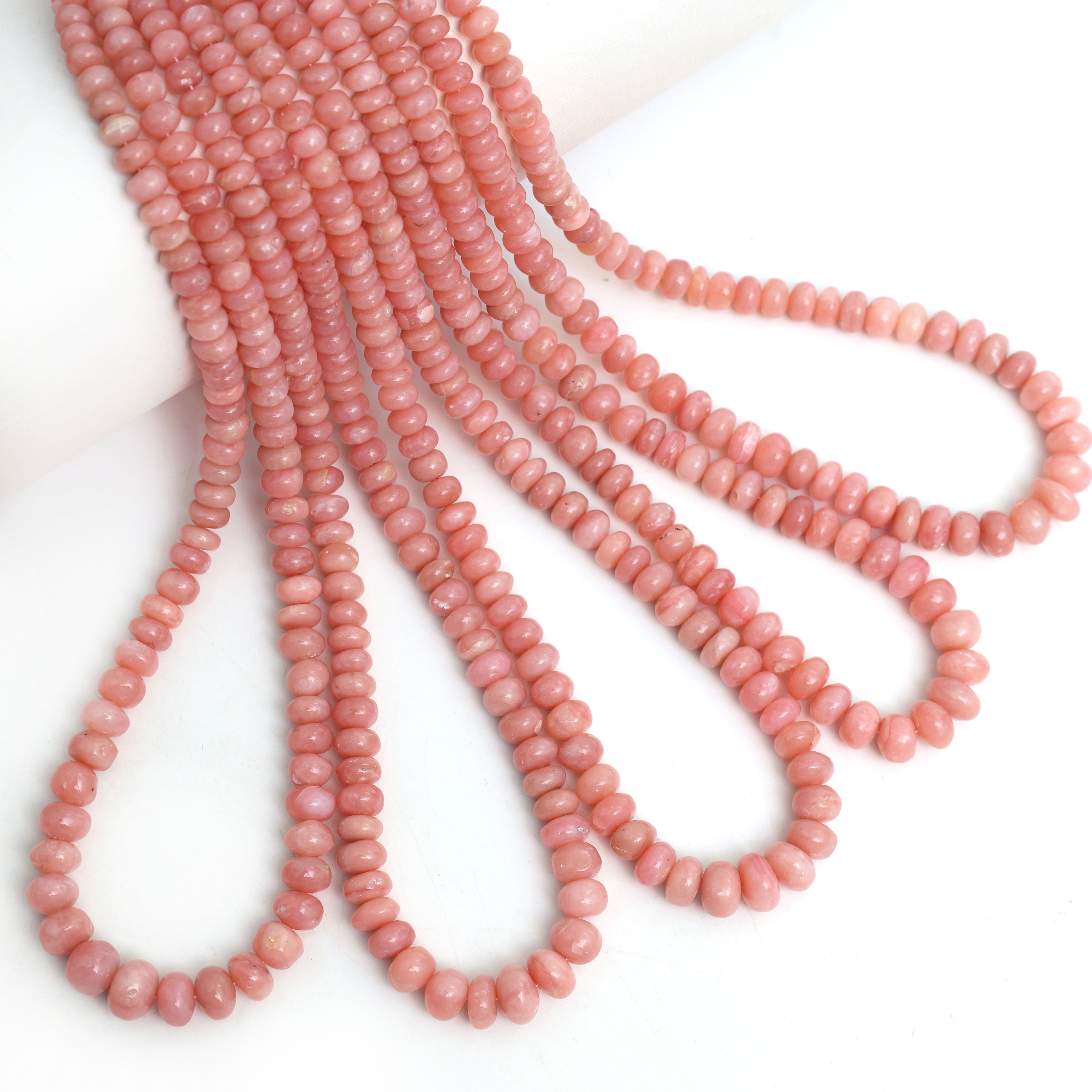 Natural Pink Opal Smooth Rondelle Beads