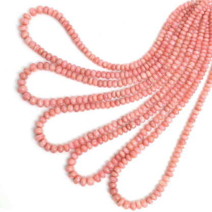 Natural Pink Opal Smooth Rondelle Beads